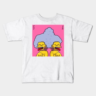 Simpsons WAP Megan thee Stallion Cardi B Patty and Selma Kids T-Shirt